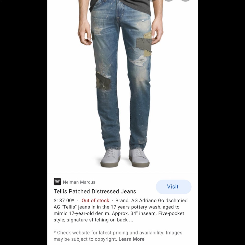 AG distressed patched “The Tellis Modern Slim”